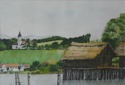 Pfahlbauten mit Wallfahrtskirche Birnau