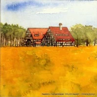 Rapsfeld mit Fachwerkhaus 5x8,5